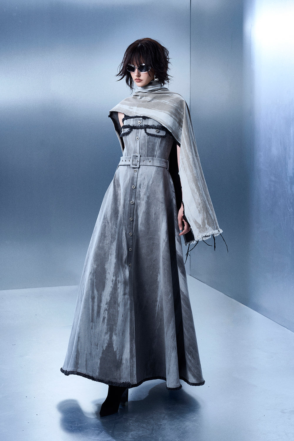 Stone-washed Fringe Dress