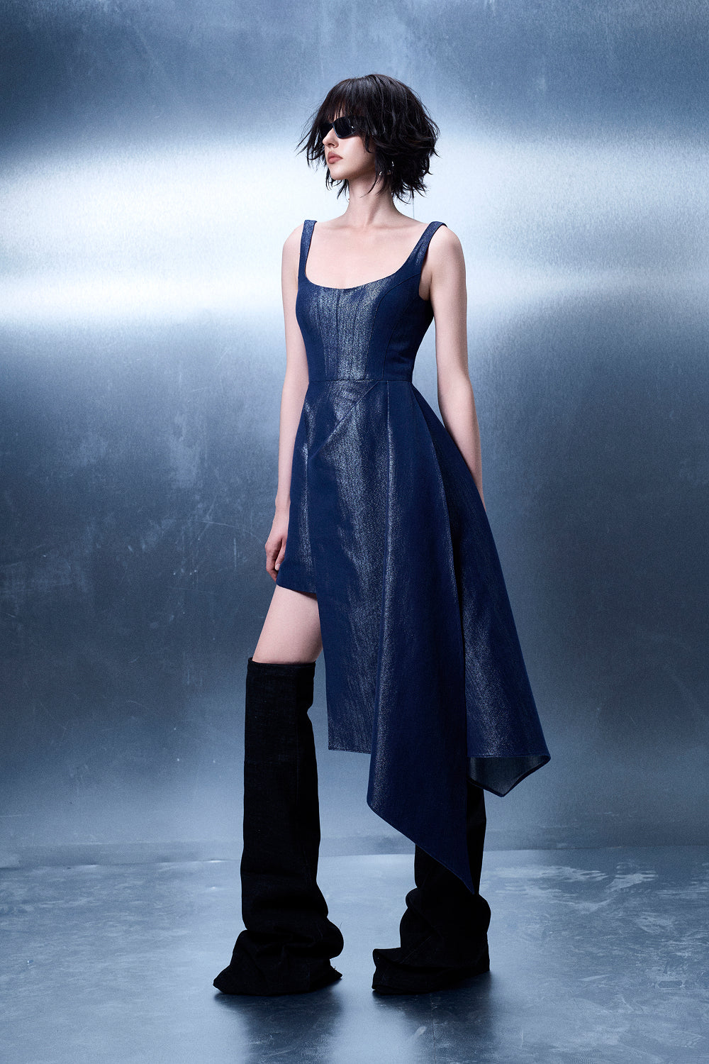 Asymmetric U-neck Dress
