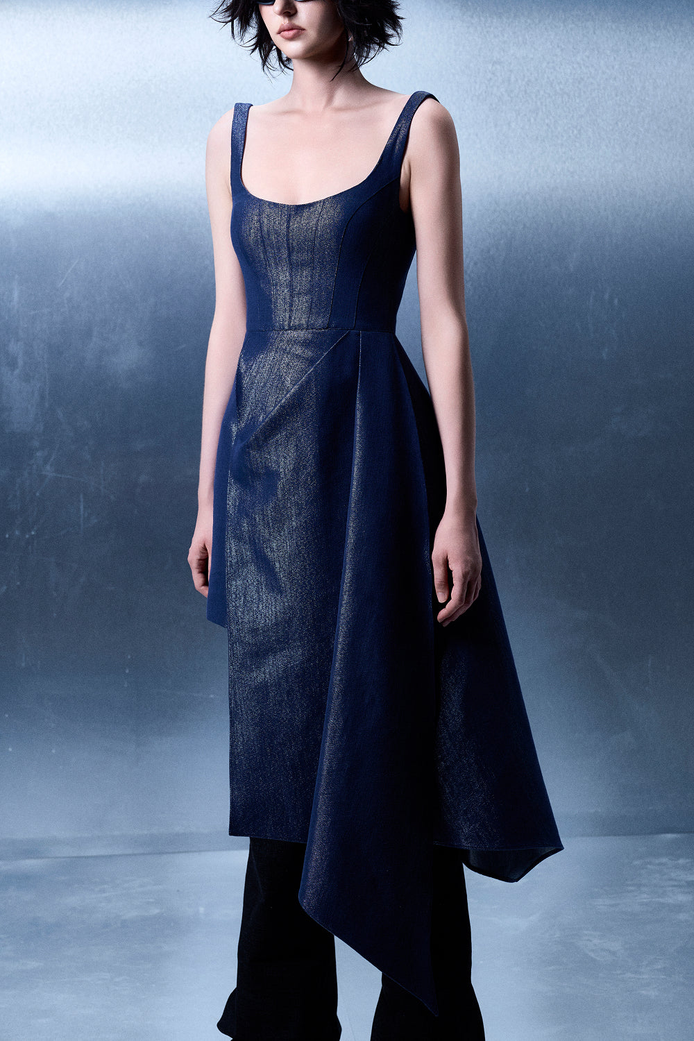 Asymmetric U-neck Dress