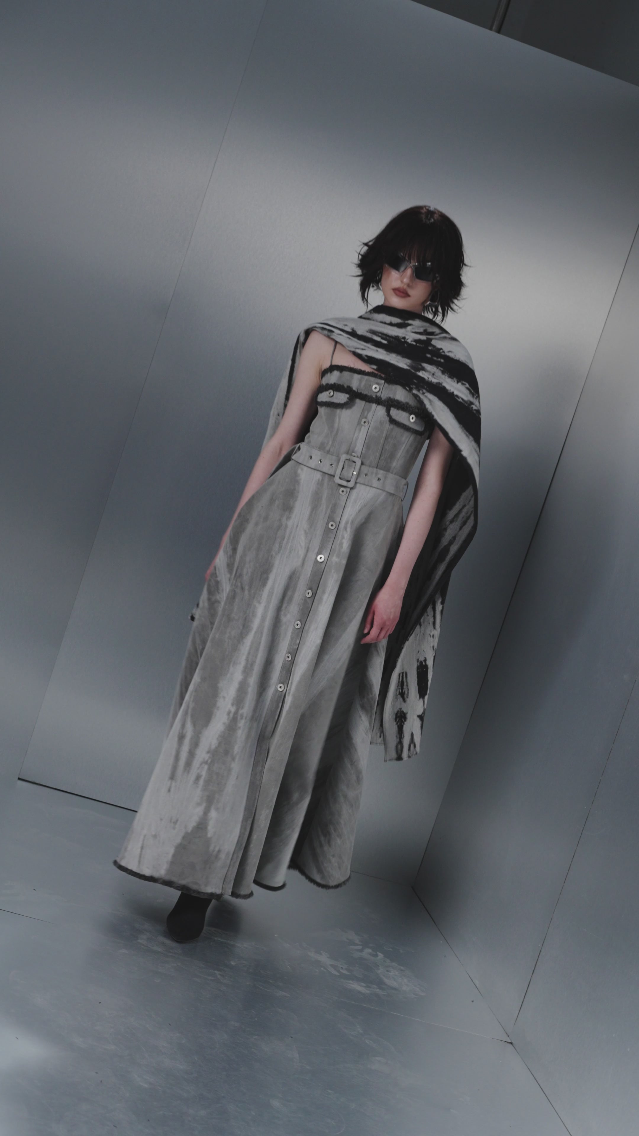 Stone-washed Fringe Dress