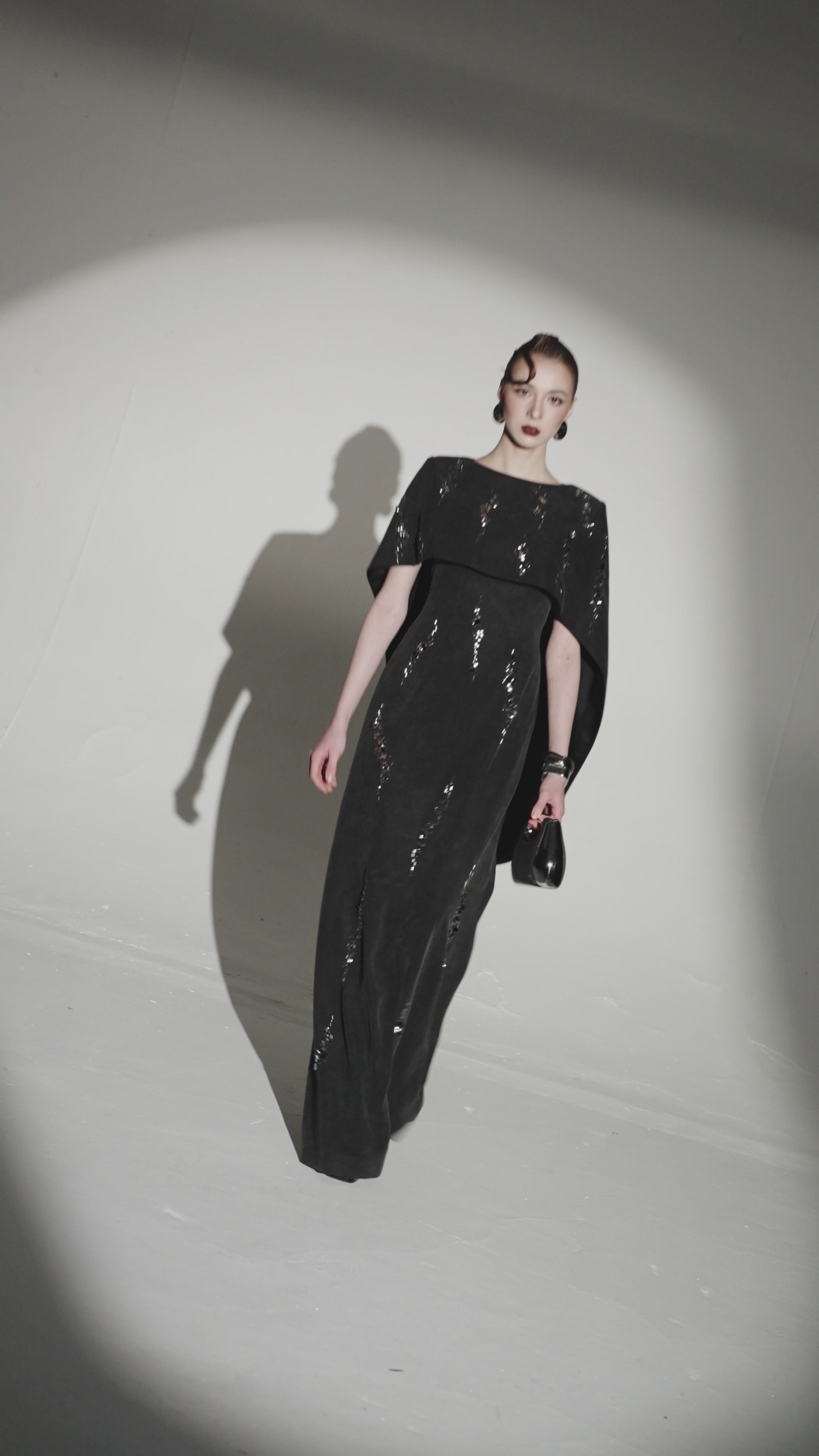 Cape Overlay Embellished Denim Column Dress