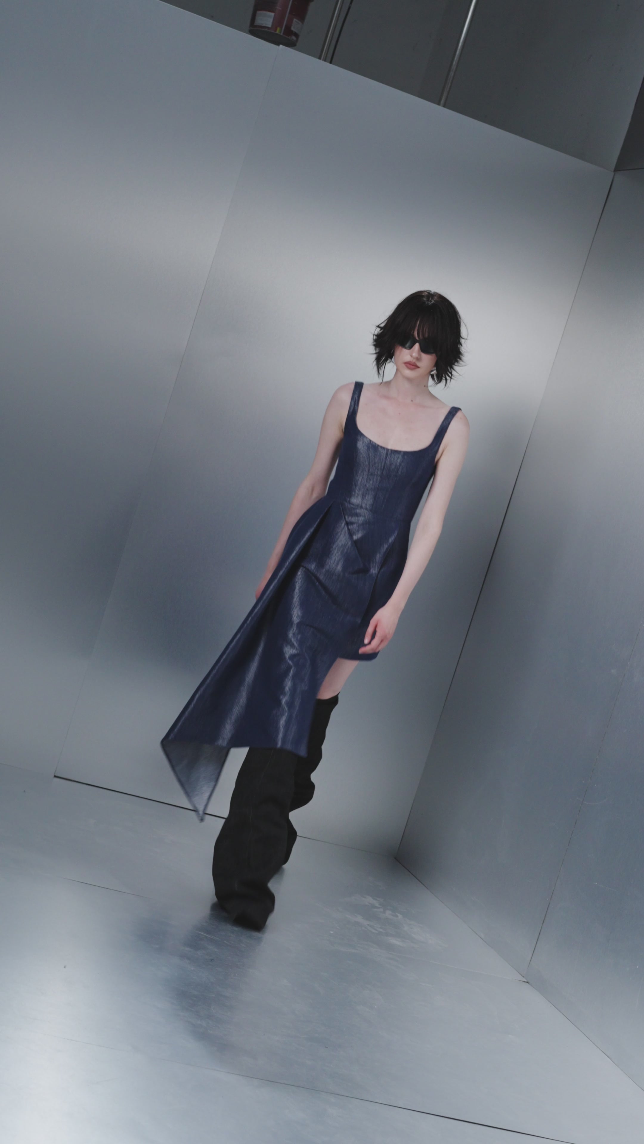 Asymmetric U-neck Dress