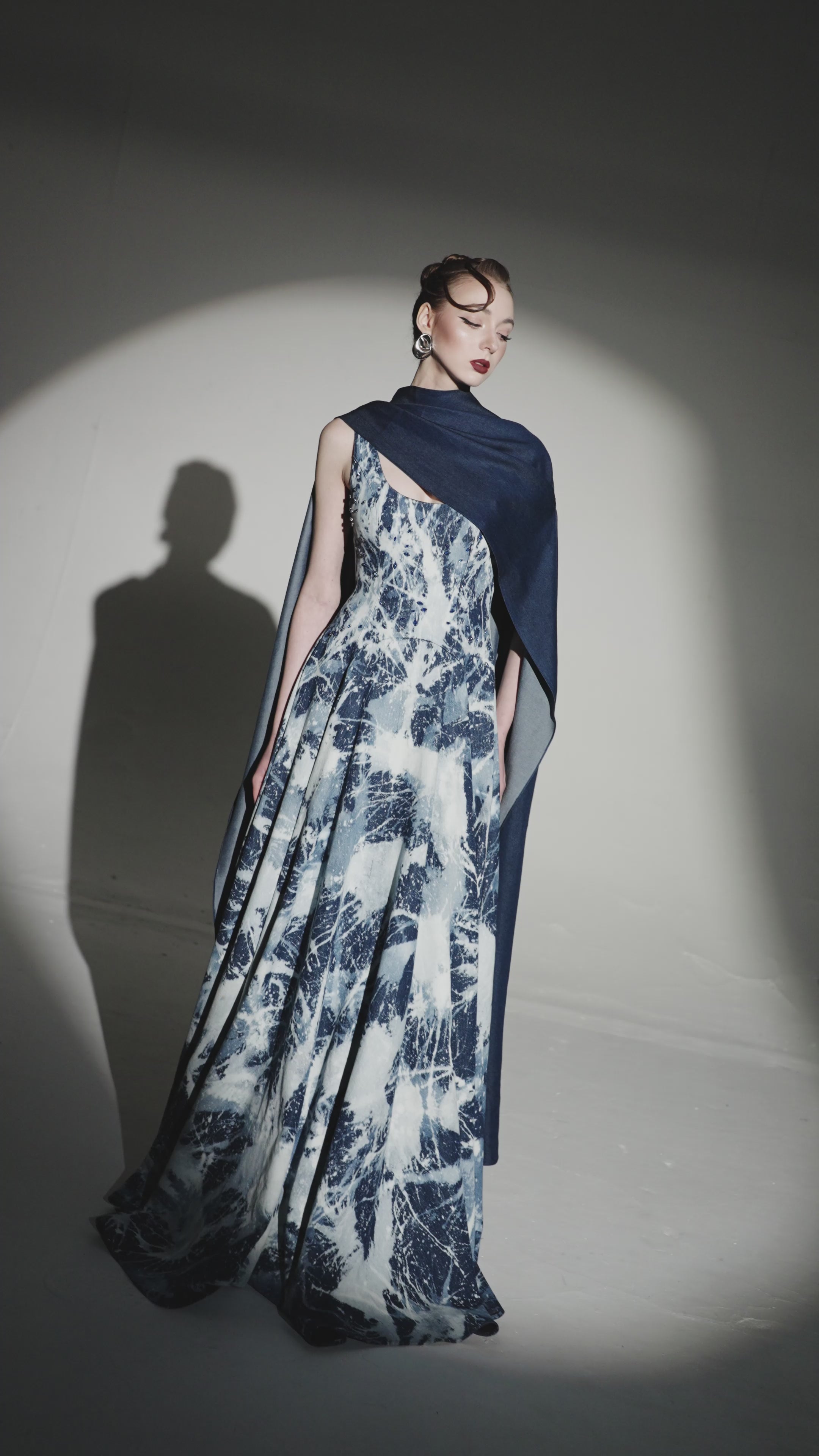 Deep U-Neck Color-Wash Flared Dress
