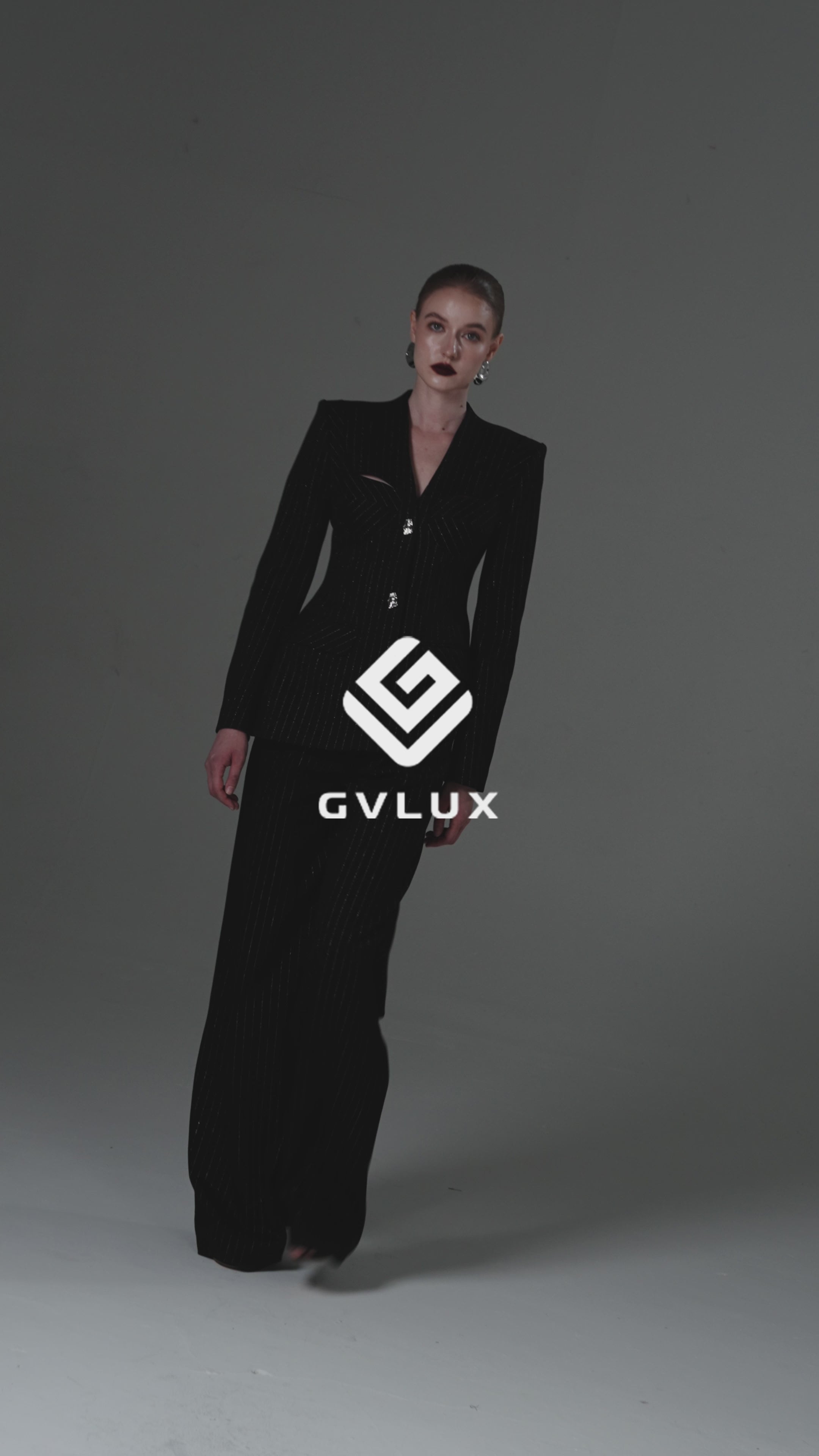 Classic, Straight-Leg Trousers in a Matching Pinstripe Fabric
