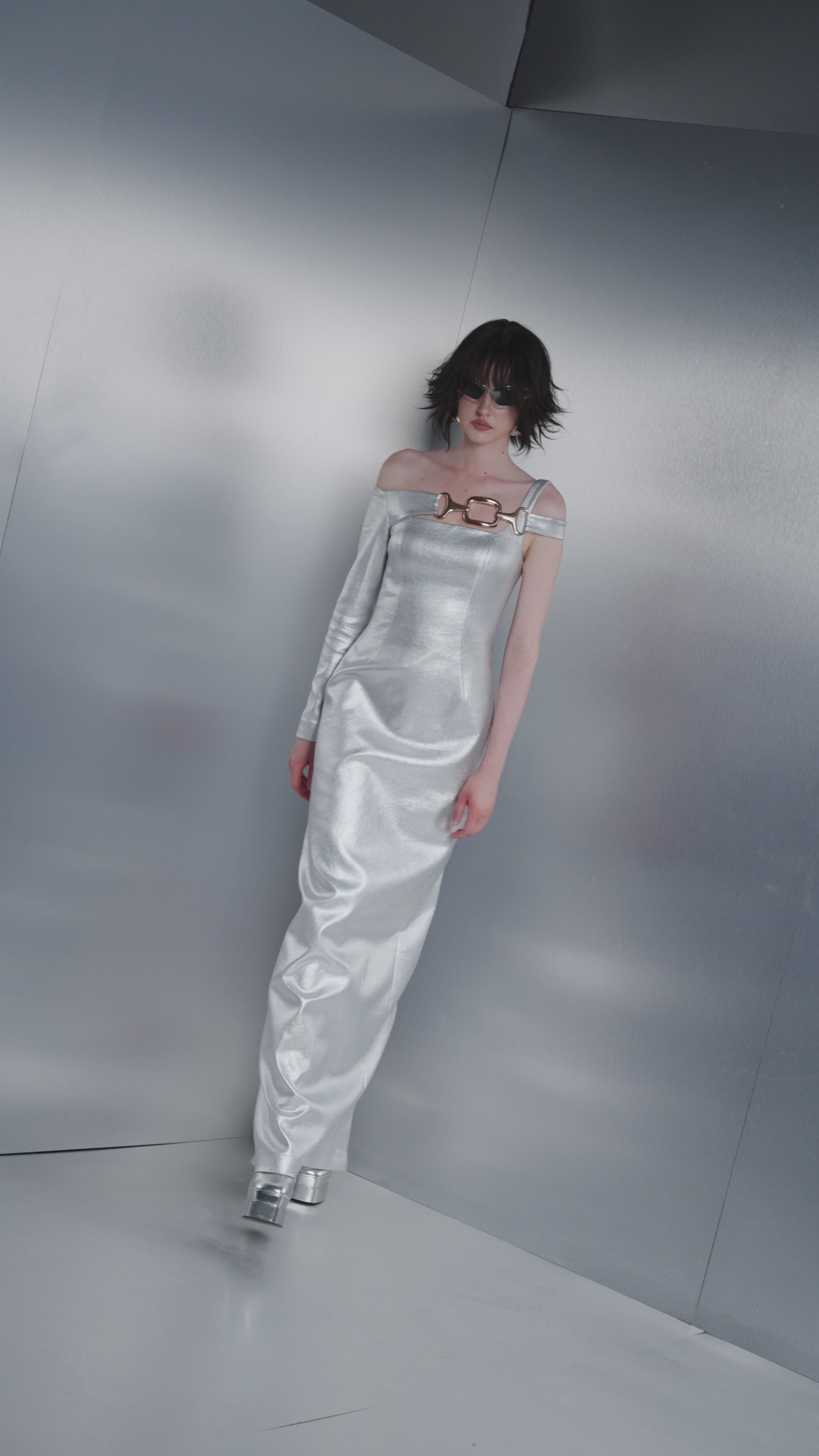 Silver-coated Asymmetric Dress