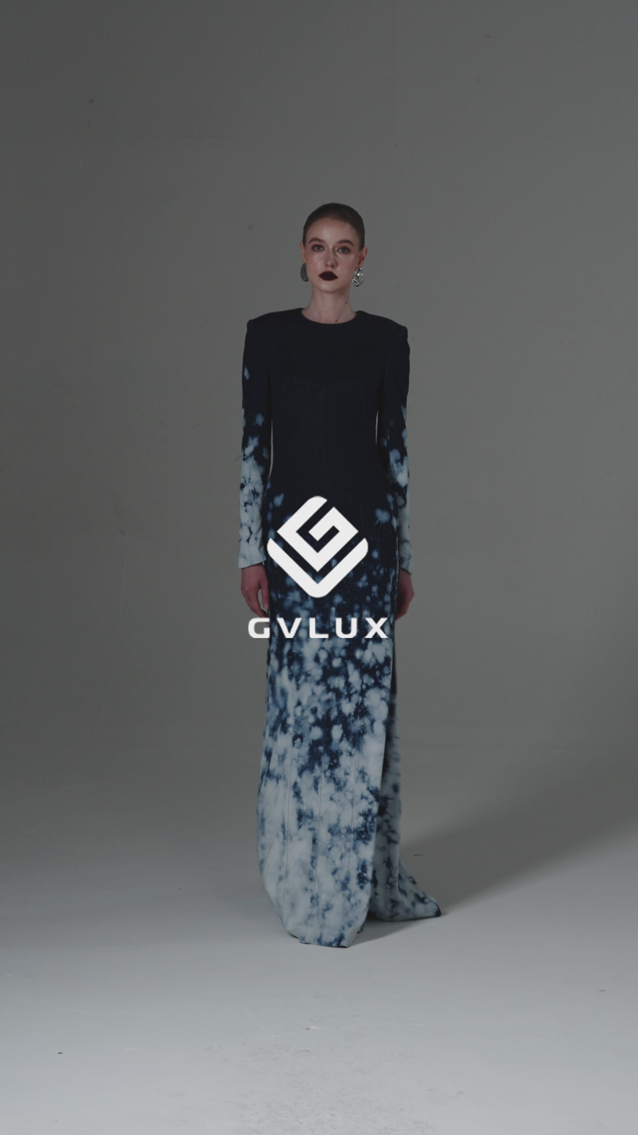 Long-Sleeved Mermaid Gown with an Artisanal, Cloud-Like Ombre Wash