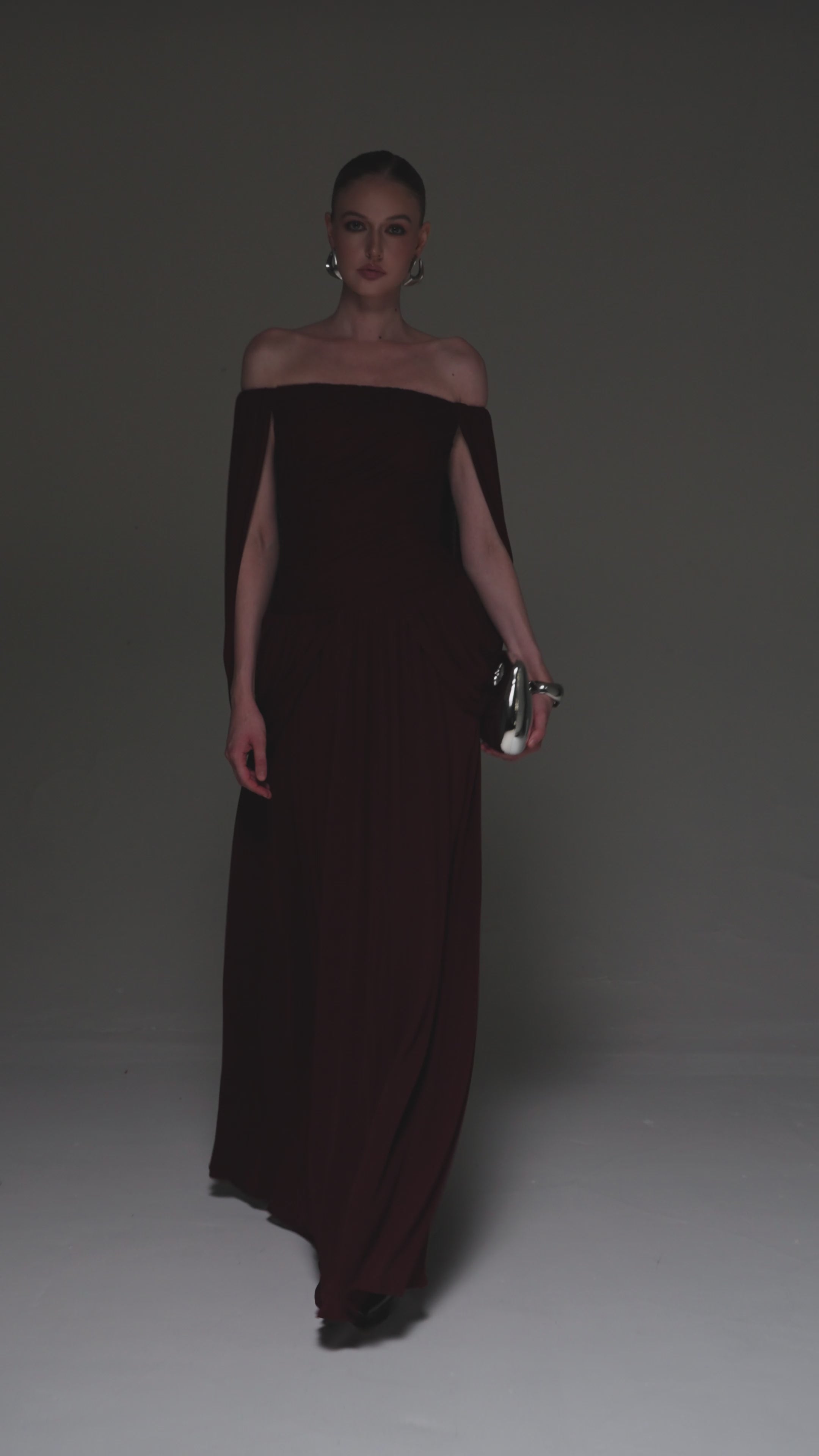 Cape-Sleeve Gown