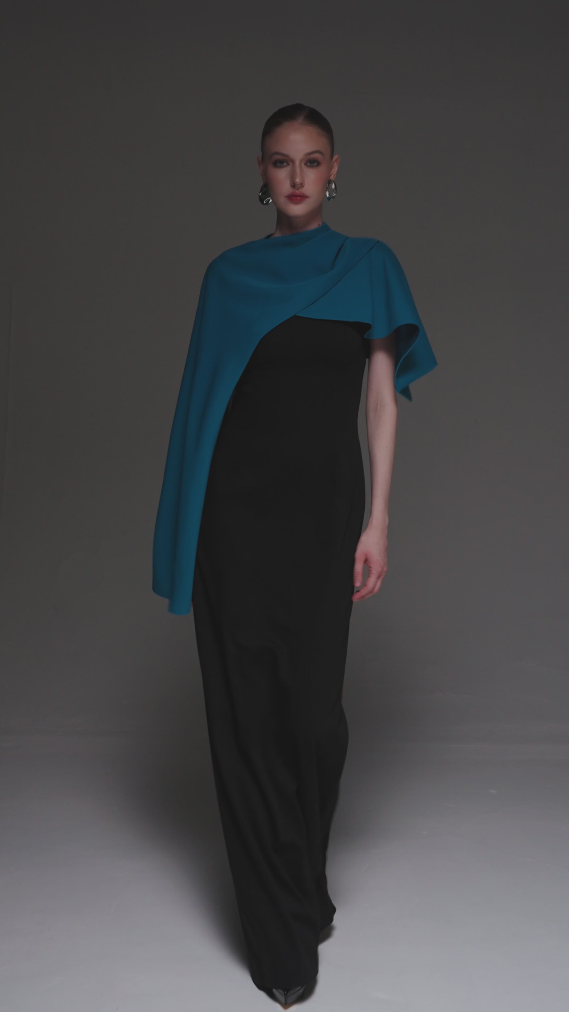 Contrast Cape Dress
