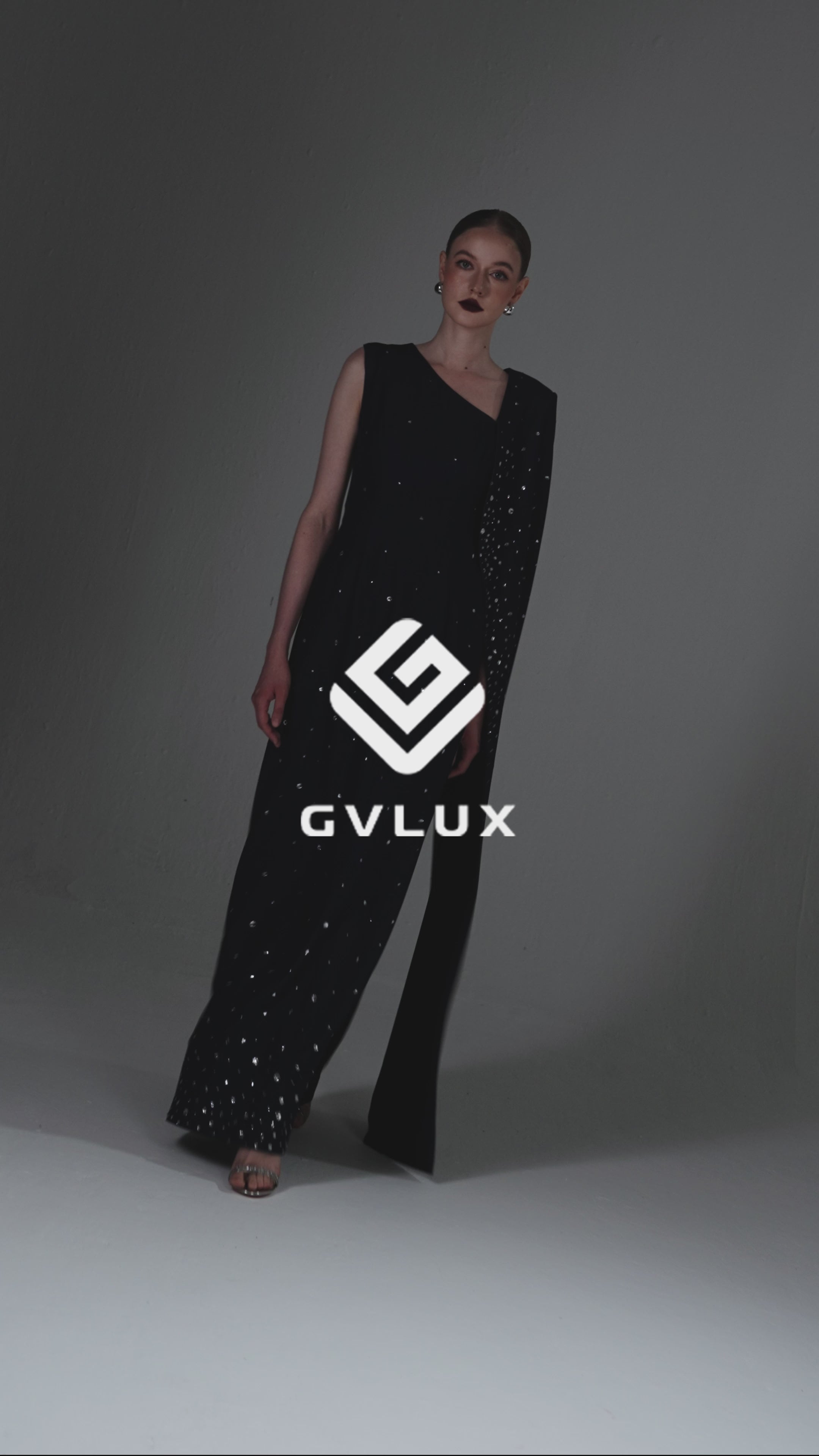 Asymmetrical A-Line Gown with a Single Floor-Length Sleeve